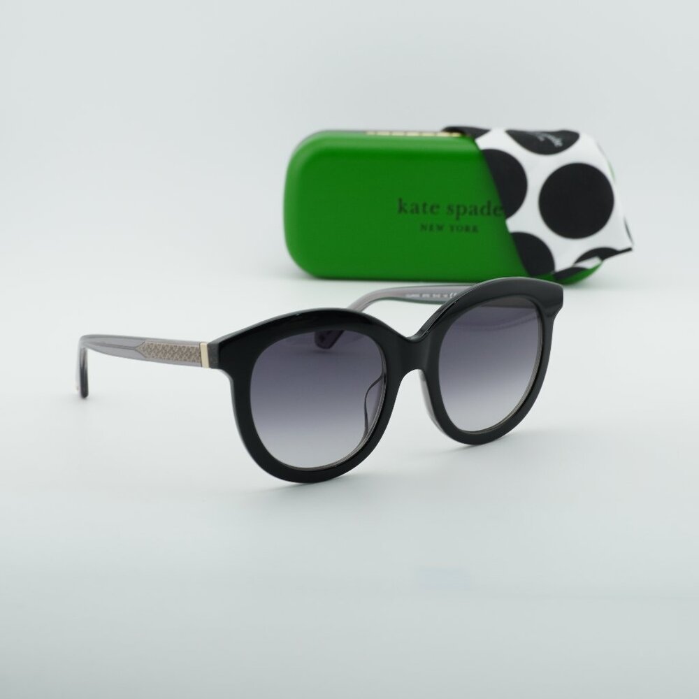 Kate Spade LILLIAN/G/S 0807 9O Round Sunglasses - Black/Grey